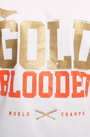 Gold Blooded World Champs (Men's White/Orange Tee) ReinforcedShoulderPanels