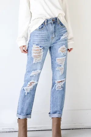 Stretch Denim Technology Kiley Distressed Boyfriend Jeans