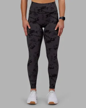 Unisex Style Four Way Breeze Feel Fusion Ultra High-Rise Full Length Legging Pockets - Black Tie Dye
