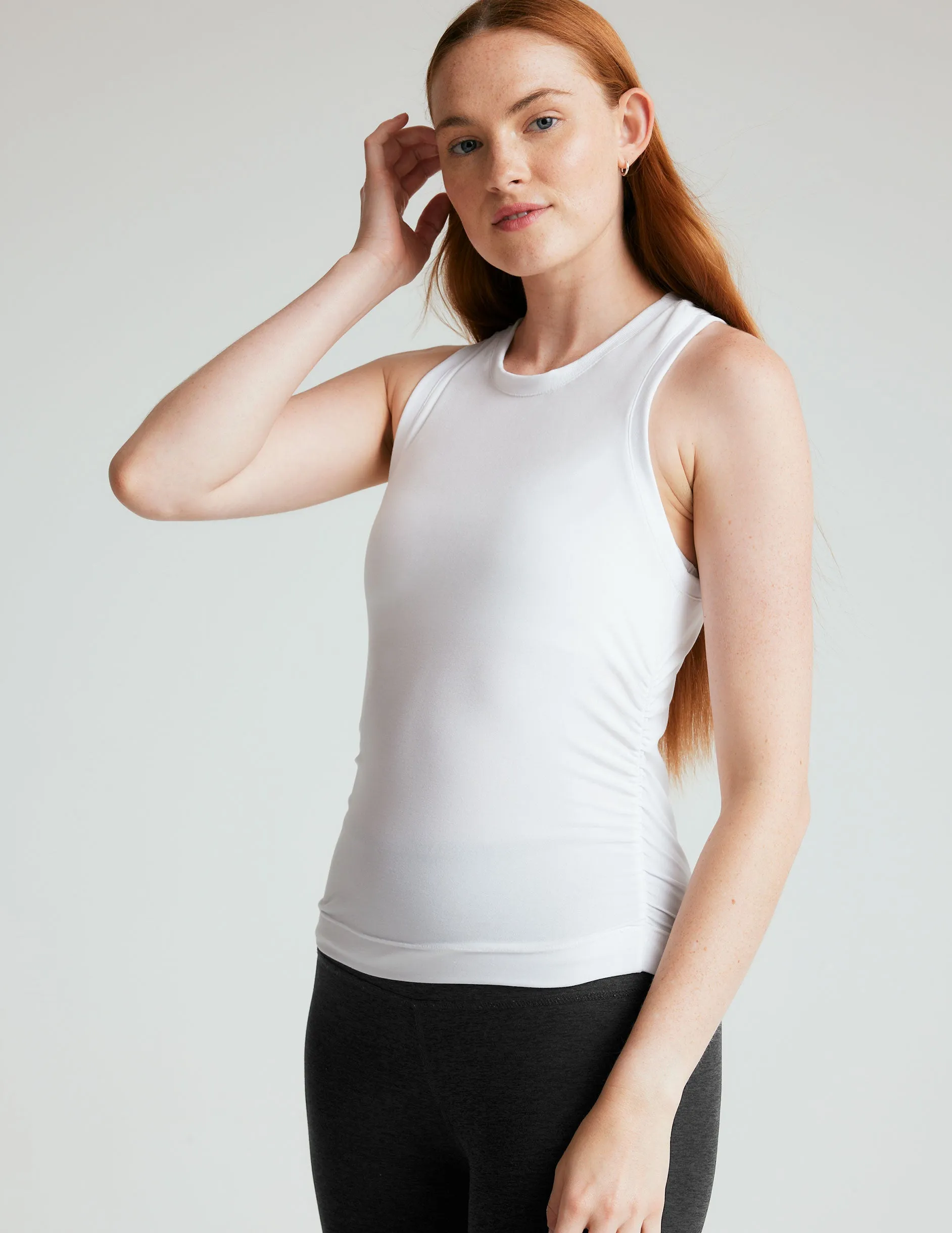 Mock neck Smooth Fabric Featherweight Your Fit Shirred Tank