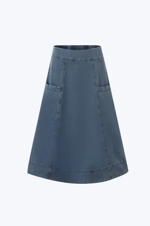 Base Layer Denim Circular Skirt - Denim