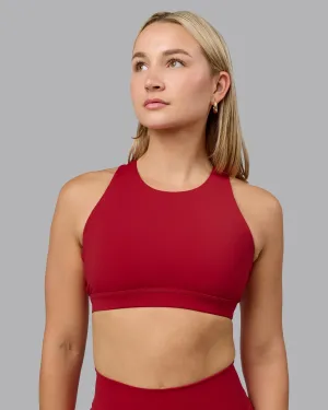 Contrast stitching seams Stretchy Structure Pivot Bra - Cherry Red