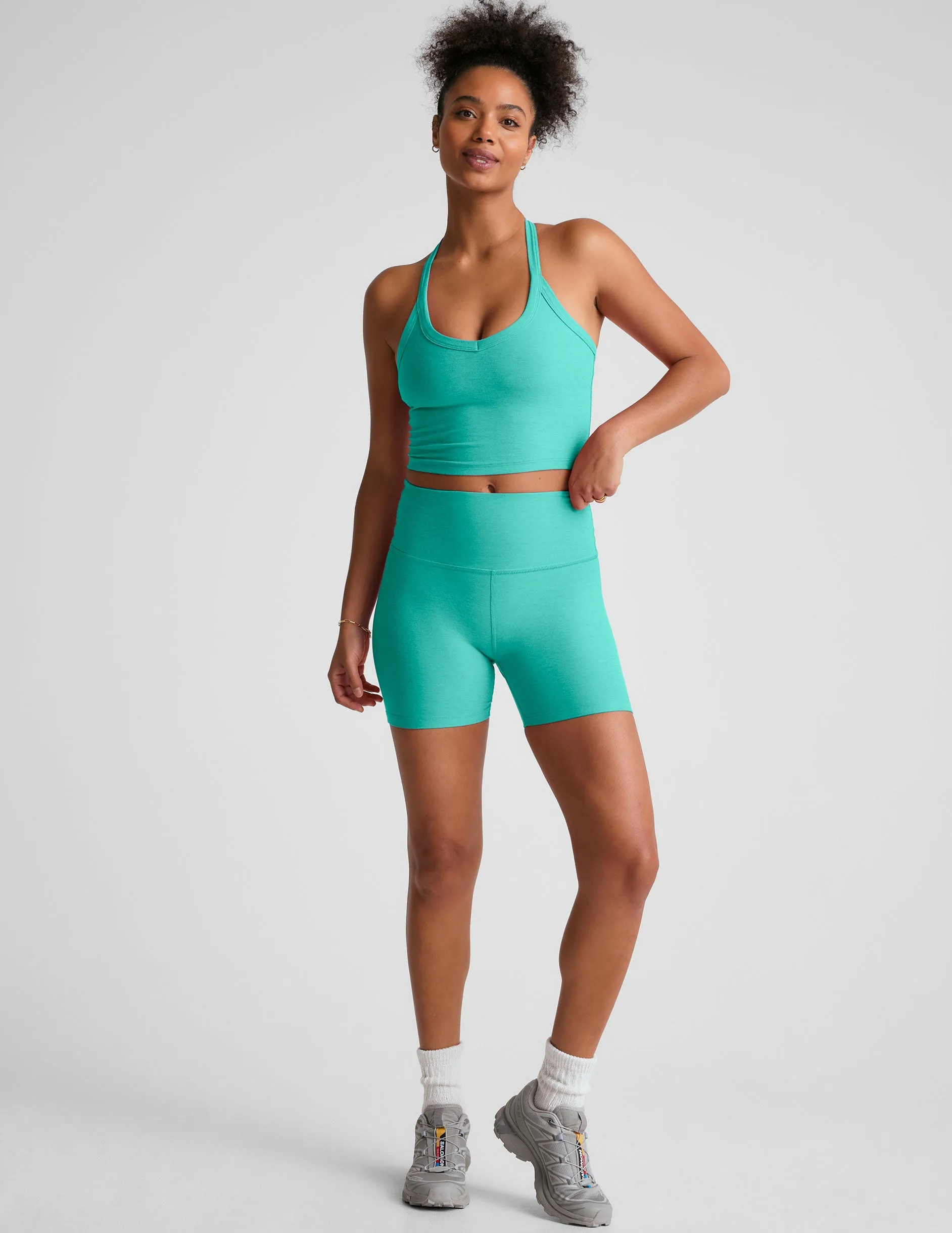 Tasseled edges Eco Friendly Textile Spacedye On The Up Cropped Tank