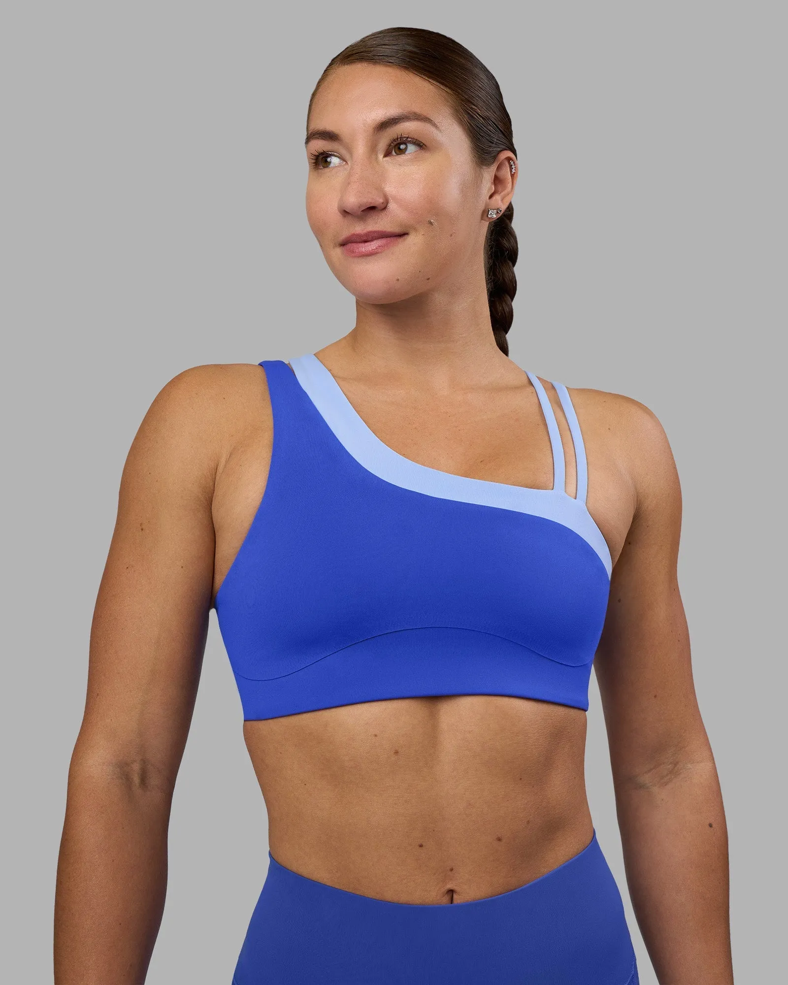 Thrive Asymmetric Sports Bra - Power Cobalt-Open Air supportive material