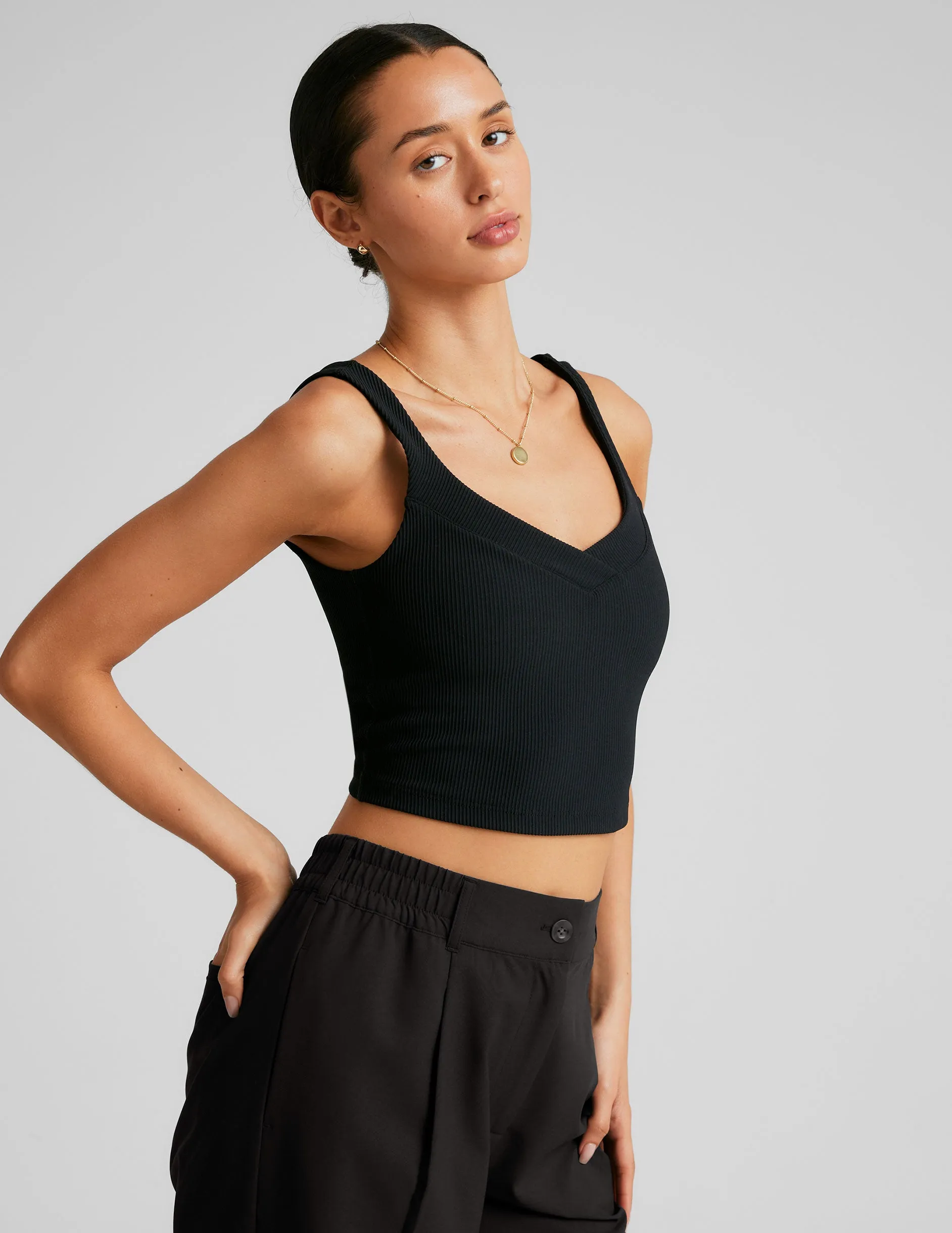Impulse Ribbed Cropped Tank Multi Directional Stretch Stylish