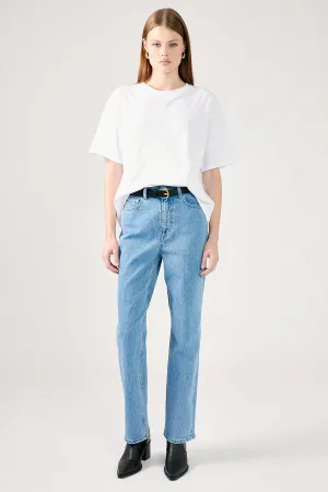 Fashion Daily Durable Rivet Hardware Lee High Straight Brook Blue