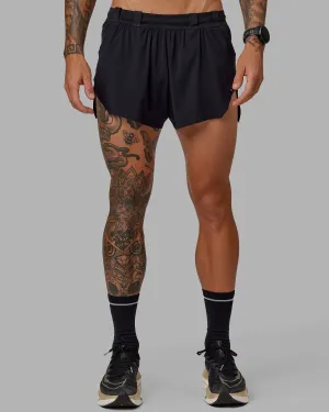 Race Day 3" Running Short - Black Double Layered Panels
