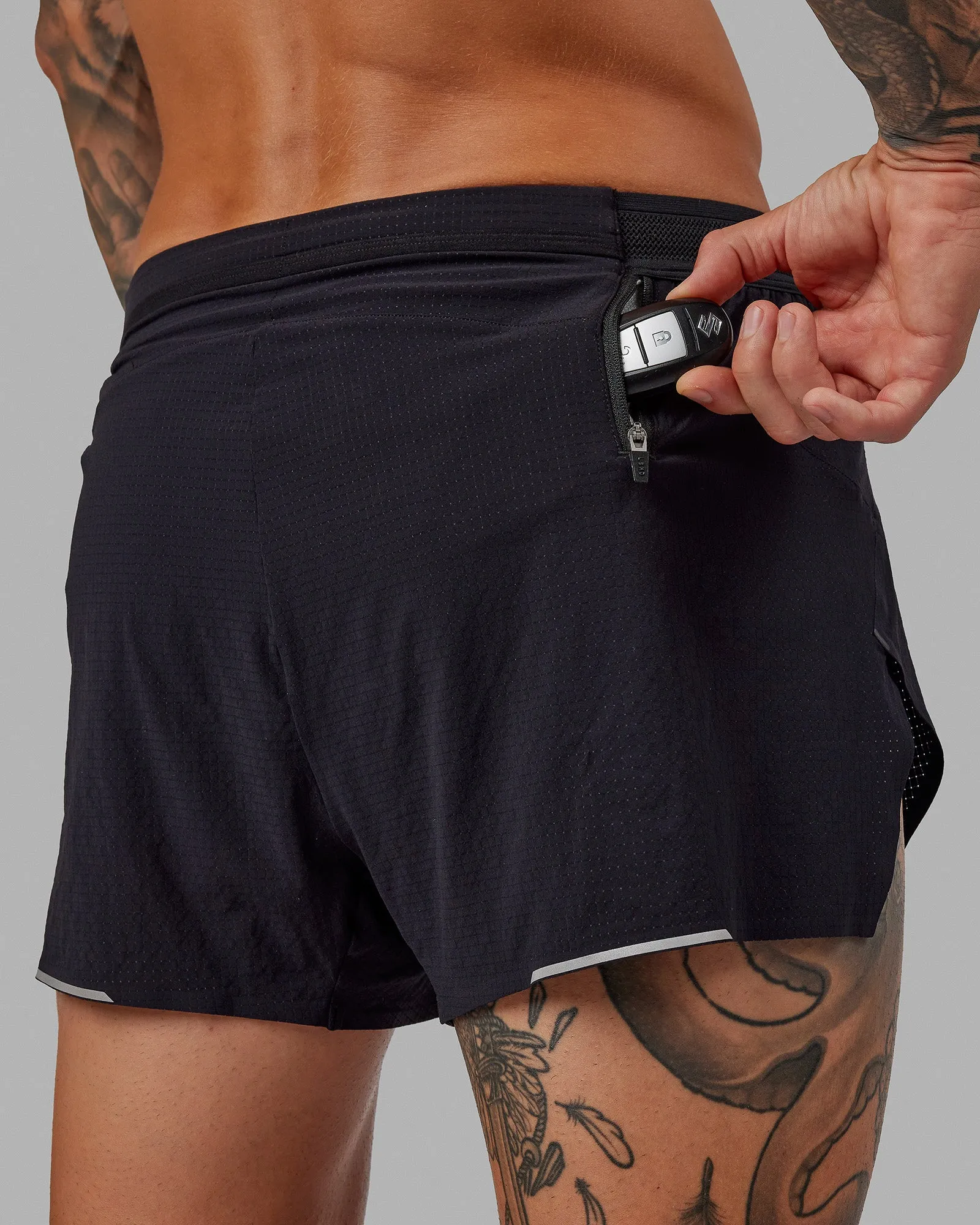 Race Day 3" Running Short - Black Water Resistant