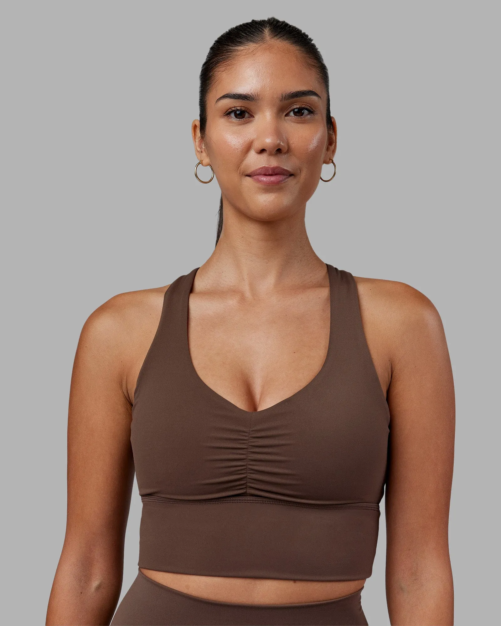 Performance Wear Evoke Longline Sports Bra - Chocolate Martini
