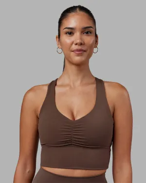 Evoke Longline Sports Bra - Chocolate Martini Adjustable Structure Full Coverage Design