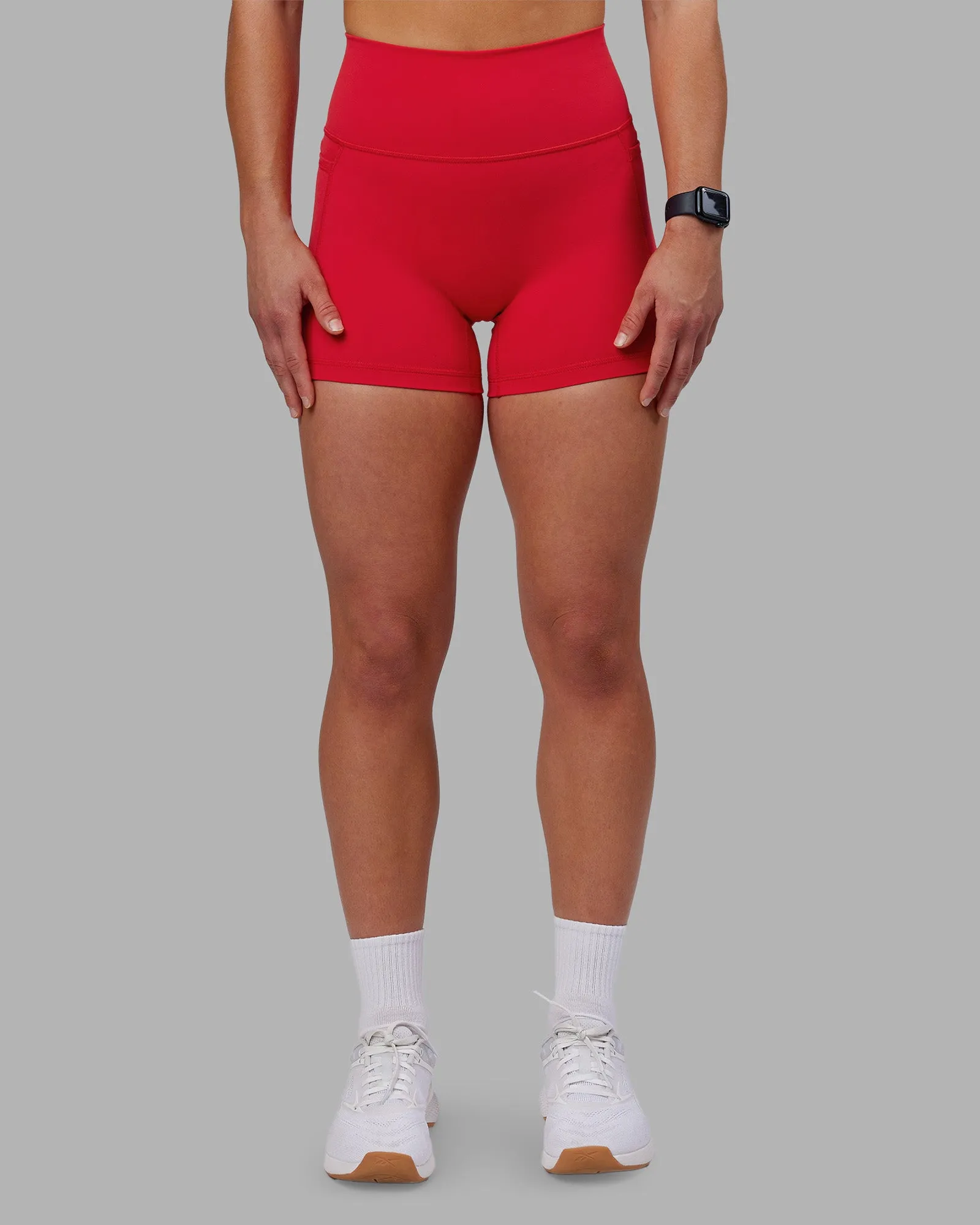 Flexible Movement Cut Fusion Ultra High-Rise 4" Short Pockets - Scarlet