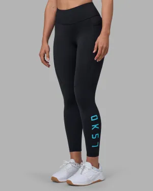 Rep Ultra High-Rise 7/8 Legging Pockets - Black-Blue Atoll Double Layered