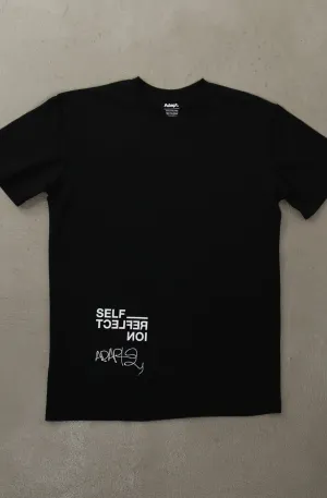 Self Reflect (Men's Black A1 Tee) Smooth Flatlock Stitching