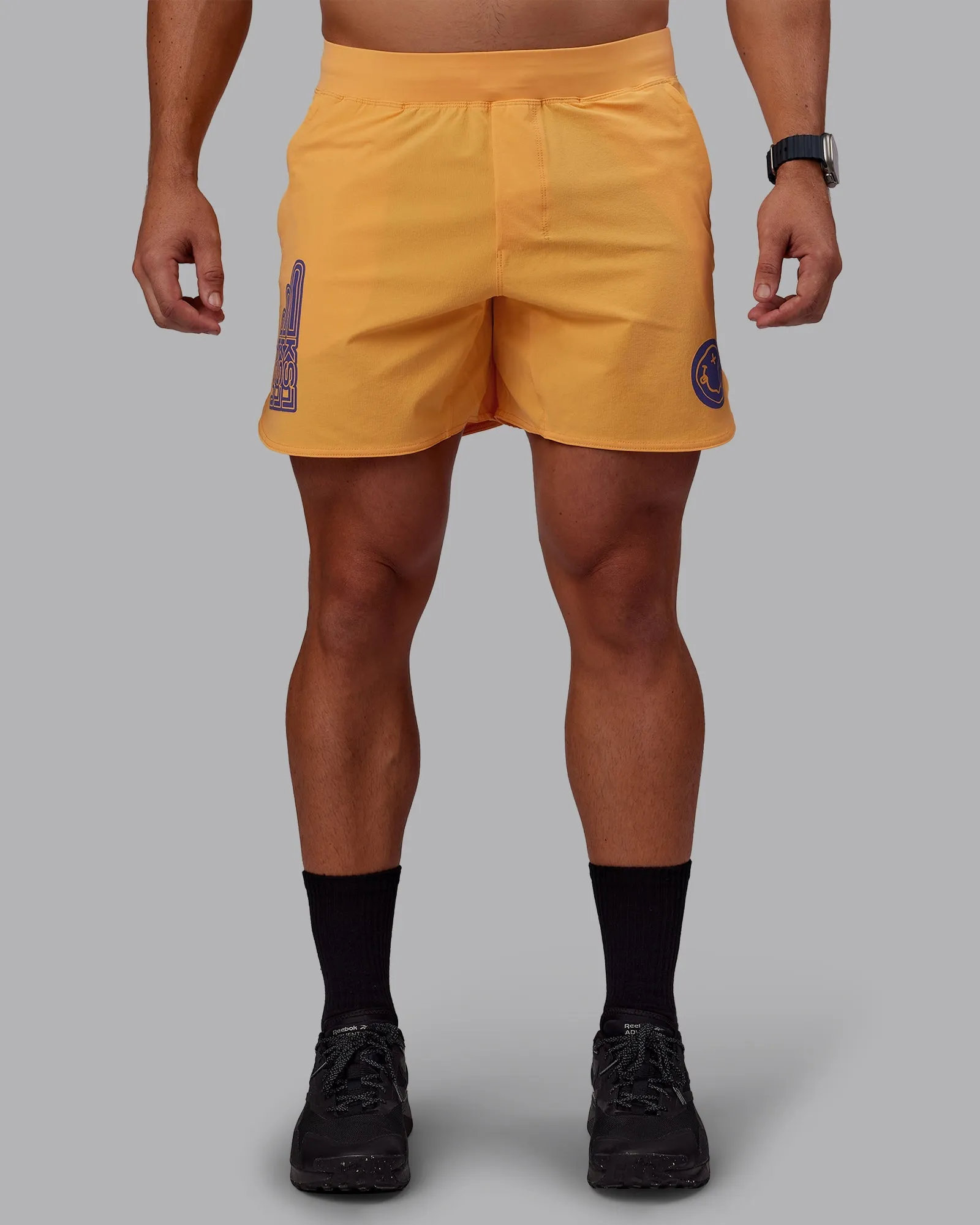 Simple Waist moisture - wicking CFT BNE 25 Lift 6" Short - Warm Apricot-Purple Opulence