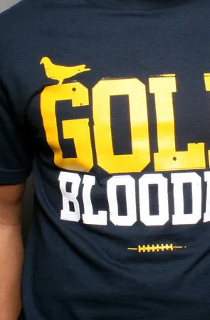 Holiday Outfit Style Street Trend Look Gold Blooded (Men's Navy/Gold Tee)