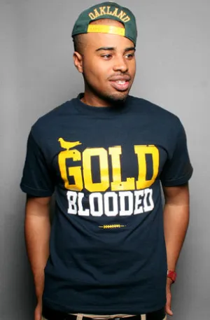 Gold Blooded (Men's Navy/Gold Tee) Spandex Enhanced Elasticity Travel convenience