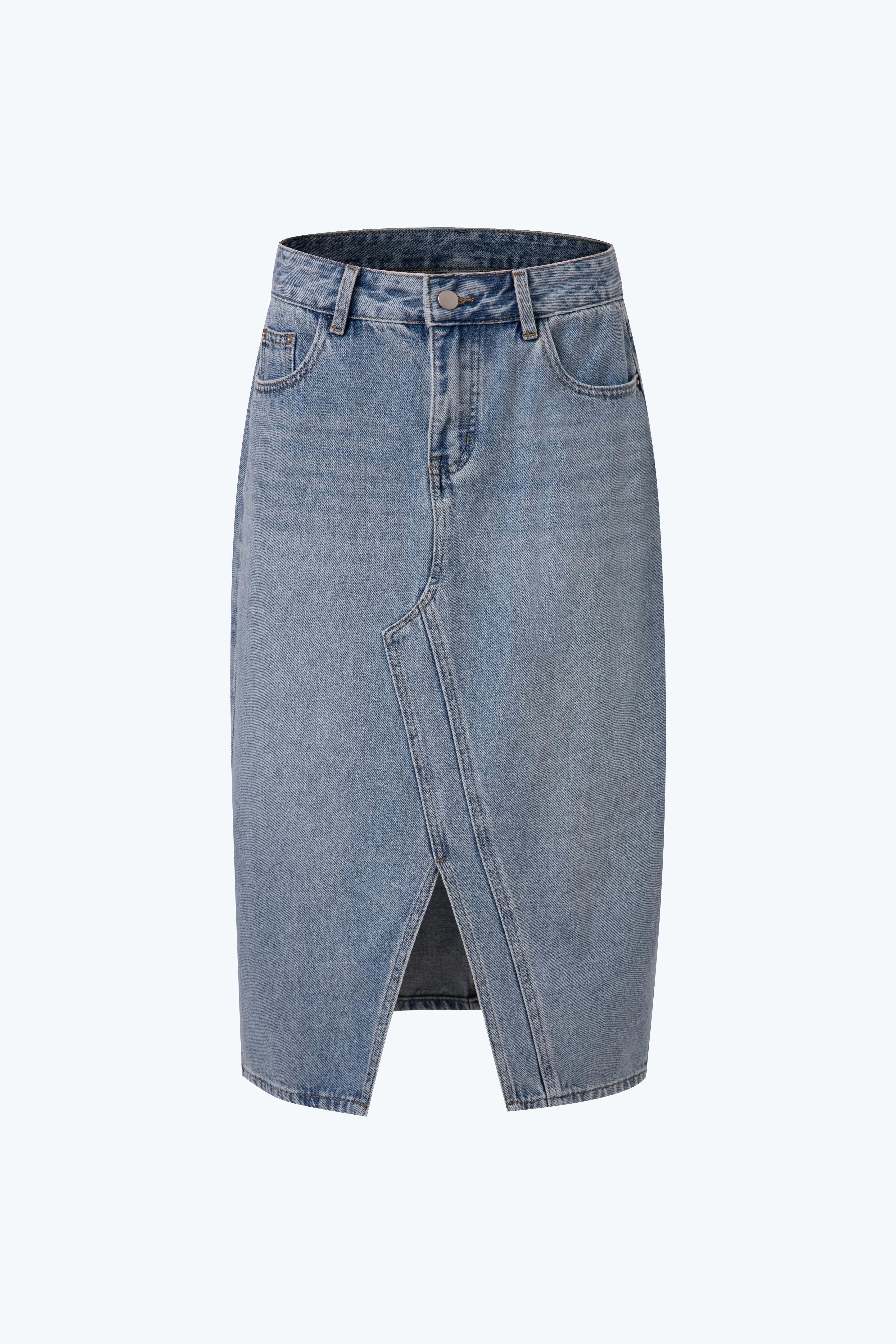 Front Slit Skirt - Denim Winter Warmth Outdoor Adventure Neat And Easy