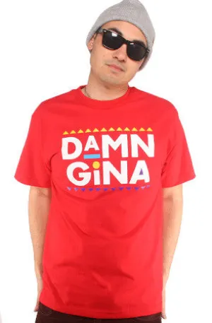 Damn Gina (Men's Red Tee) No Slip Shoulder Design Versatile Piece