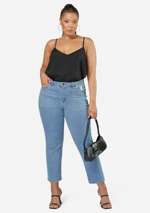Beach Day Versatile Soft Modern Straight Leg Indigo Tonic - Noa Denim Tapered Jean - Mid Wash