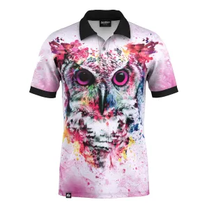 LowProfile Hem Colorfast Dye Process Artistic Owl Polo Shirt