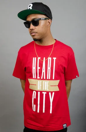 Breezy Excursion X Adapt :: Heart of the City (Men's Cardinal/Gold Tee) Abstract mystery
