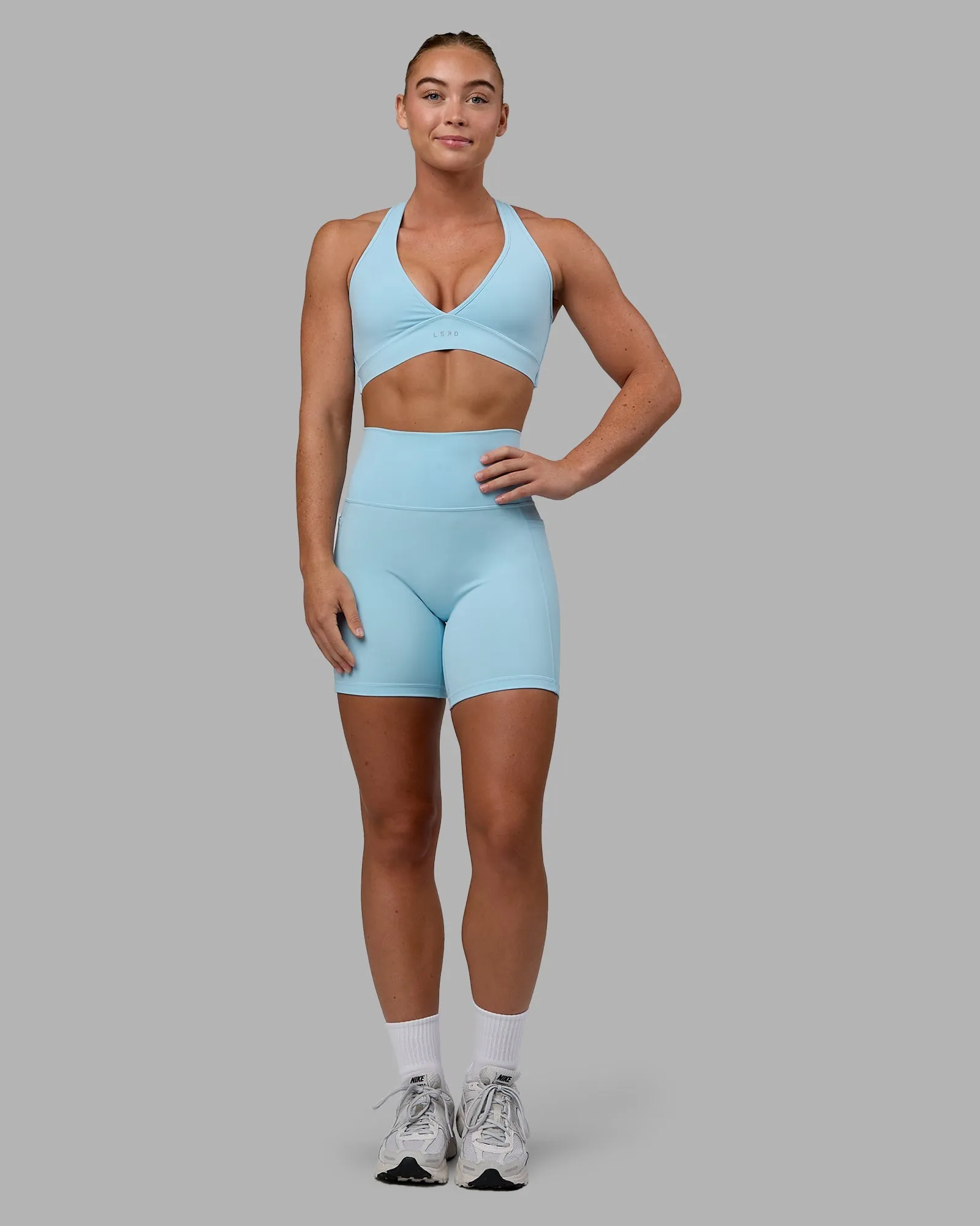 Fusion Ultra High-Rise 6" Short Pockets - Glacial Blue QuickDryTechnology Midweight Texture