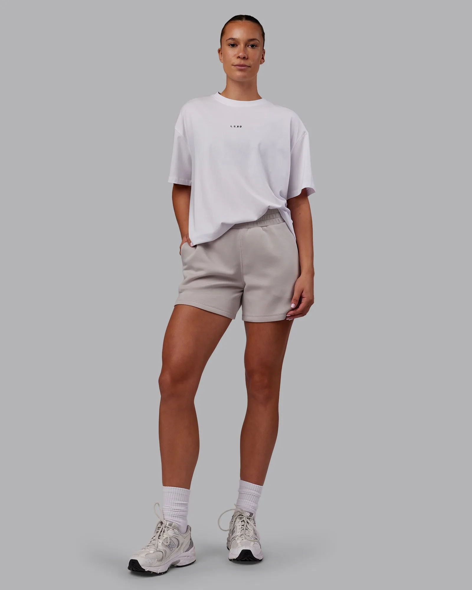 Reflective Safety Stripes Sporty Edge Elevate SoftTouch 4" Short - Warm Grey