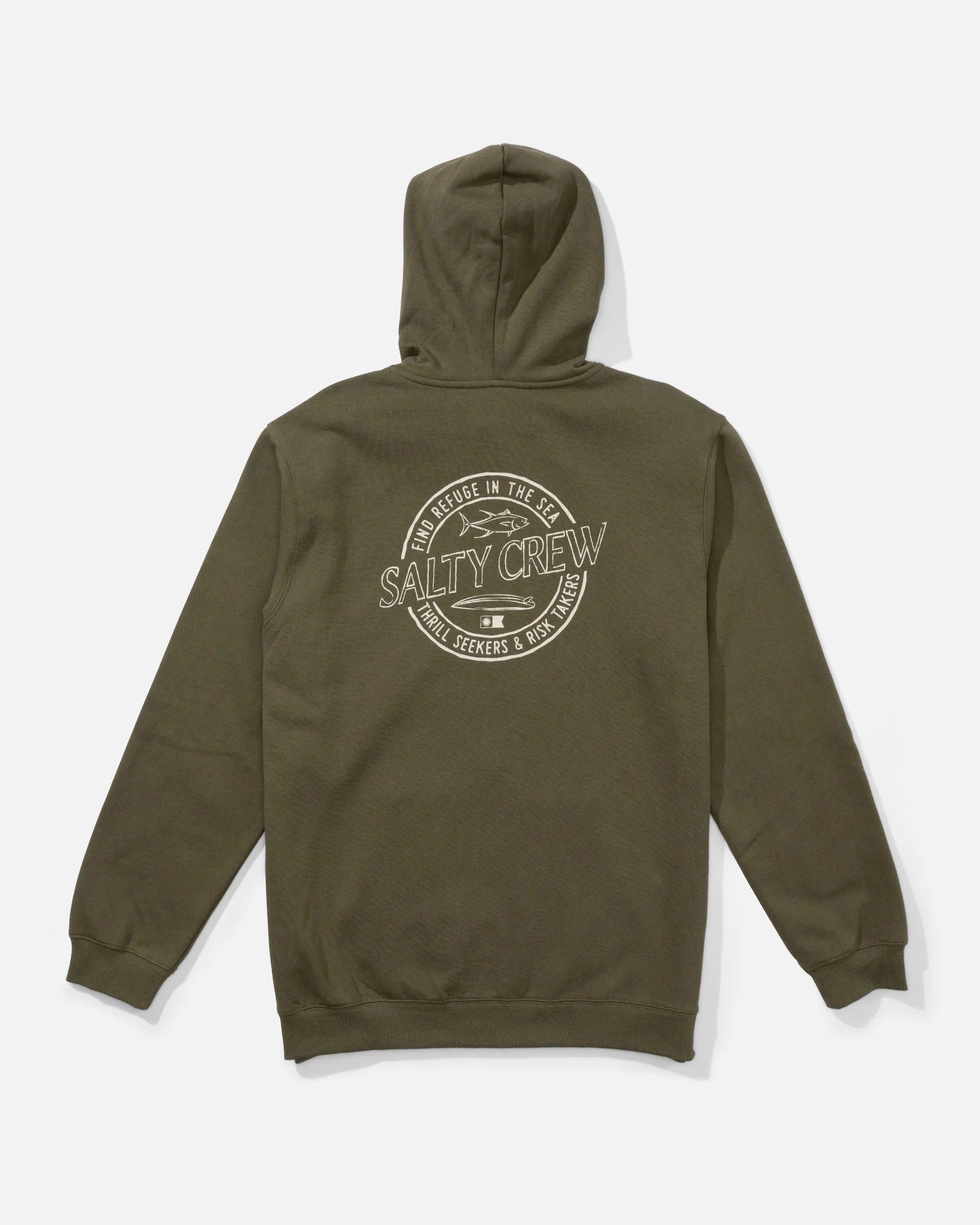 Skewed Zip Fleece Hoodie - Dusty Olive Cold-Weather Gear Trendy Top