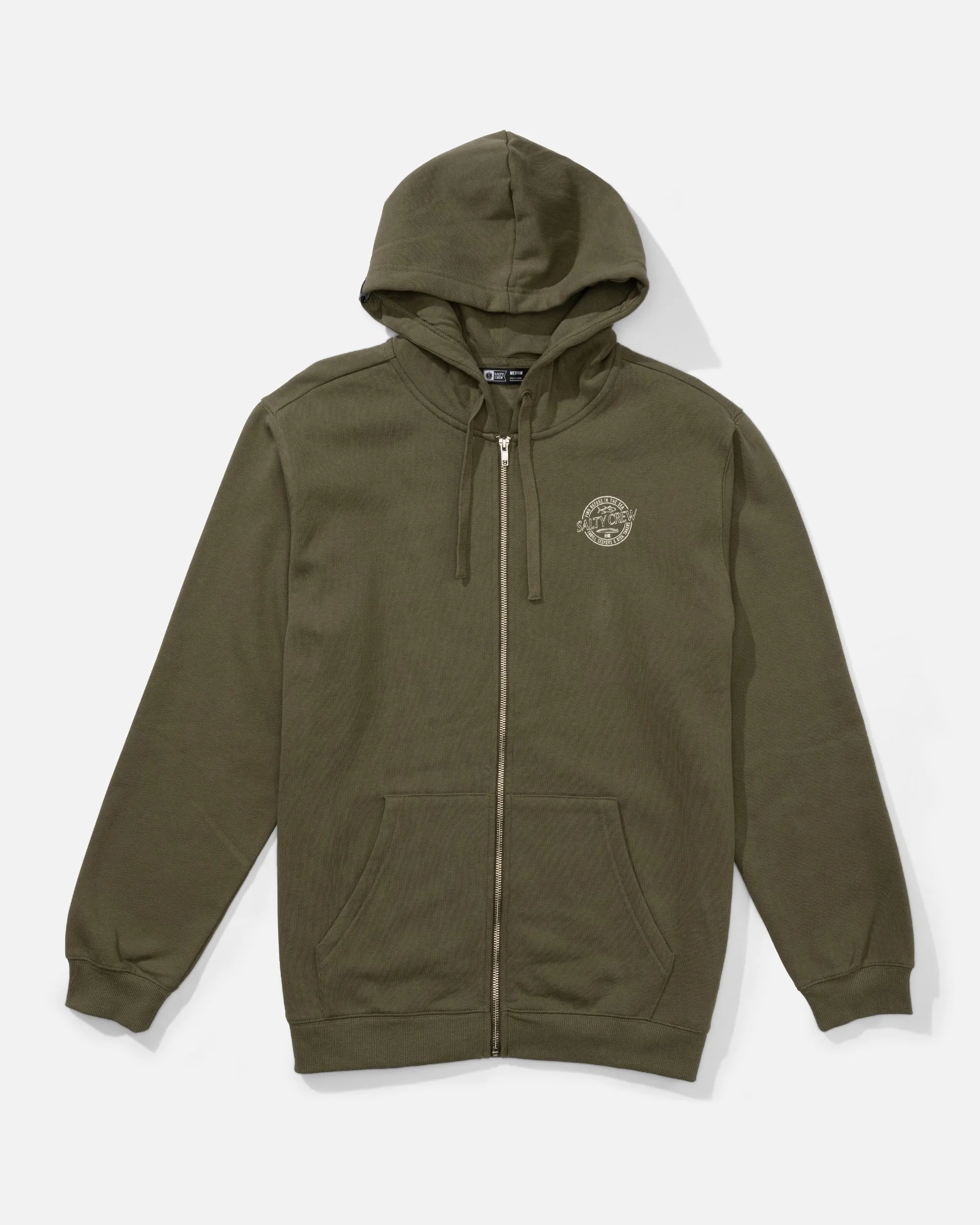 Casual Layering product customization options Skewed Zip Fleece Hoodie - Dusty Olive