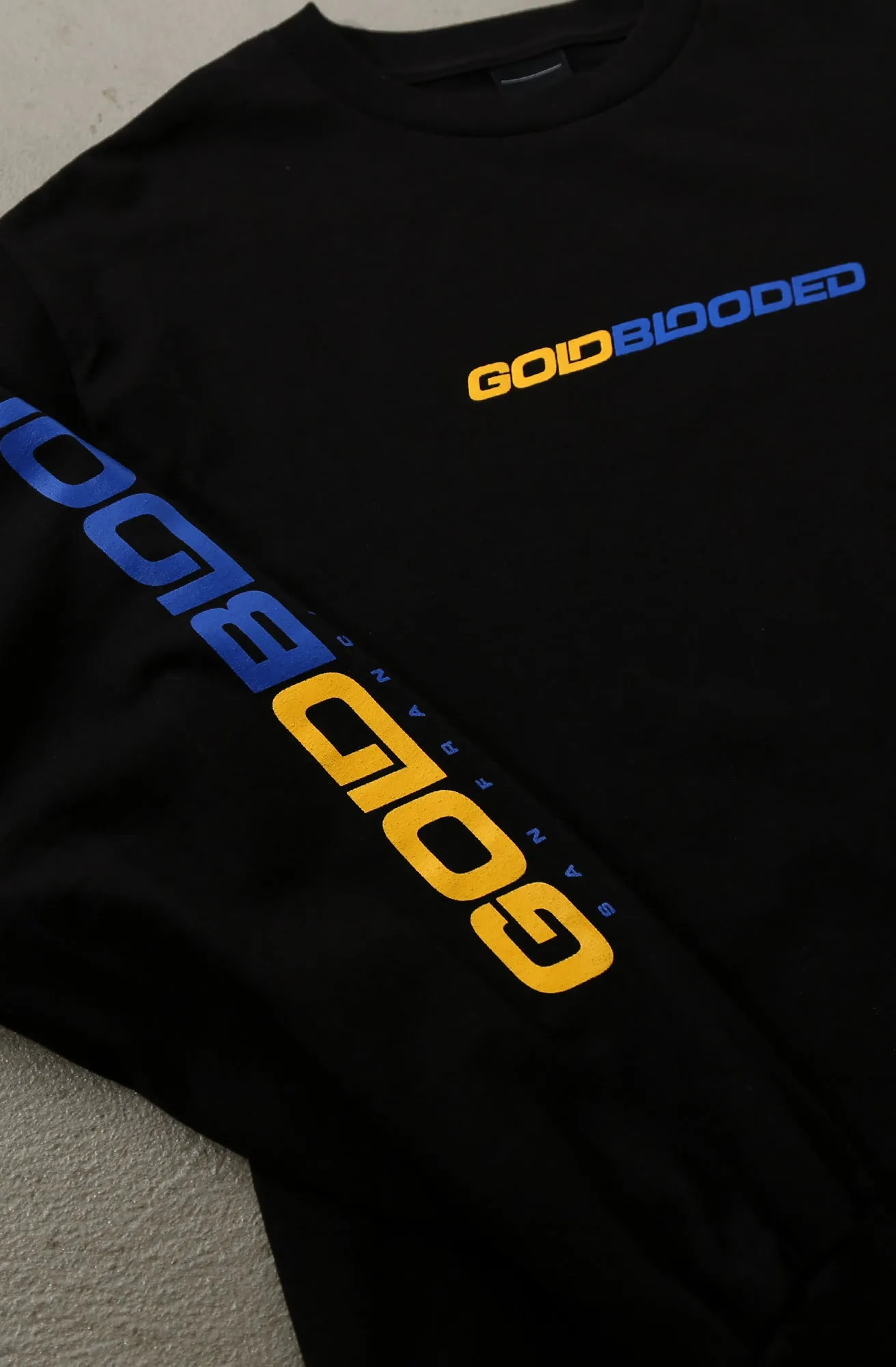 Gold Blooded RPM (Men's Black/Royal Long Sleeve Tee) Silk combination Layerable Look