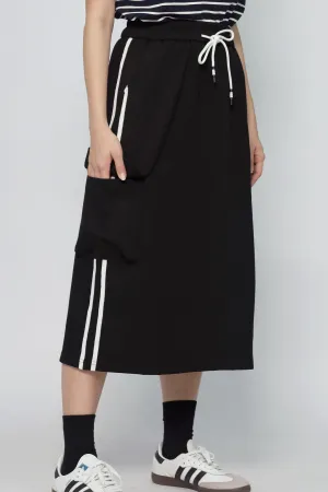 JOY - Flux Stripes Cargo Skirt in Black Abrasion resistant Crisp Finish