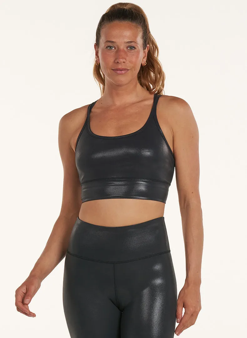 Water-resistant Glisten Strappy Long Line Bra
