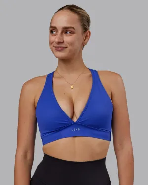 Ribbed Cuffs Flexible Underwire Stamina Sports Bra D/DD/E - Power Cobalt