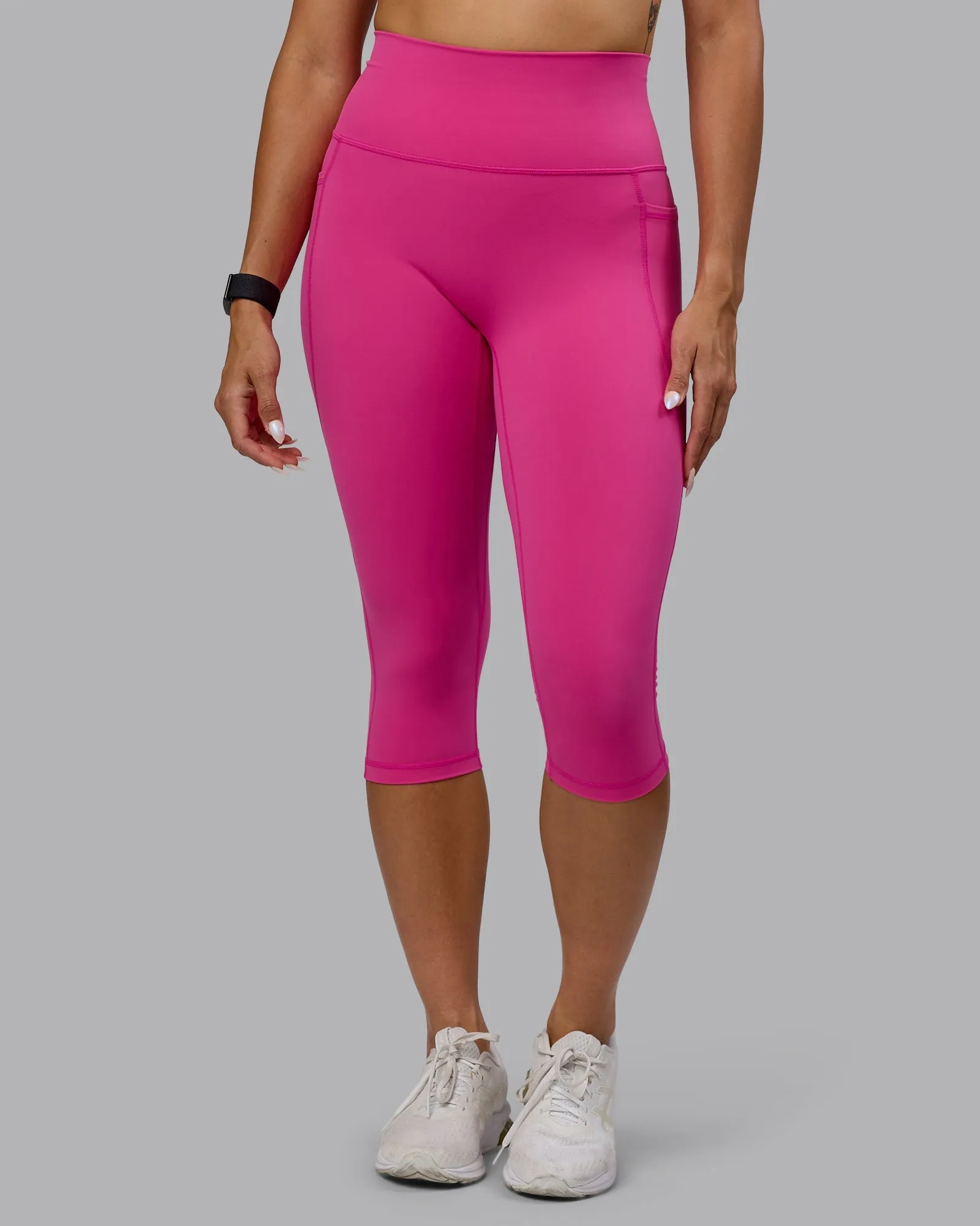 Recycled Polyester Blend Fusion Ultra High-Rise 3/4 Legging Pockets - Fuchsia Pink