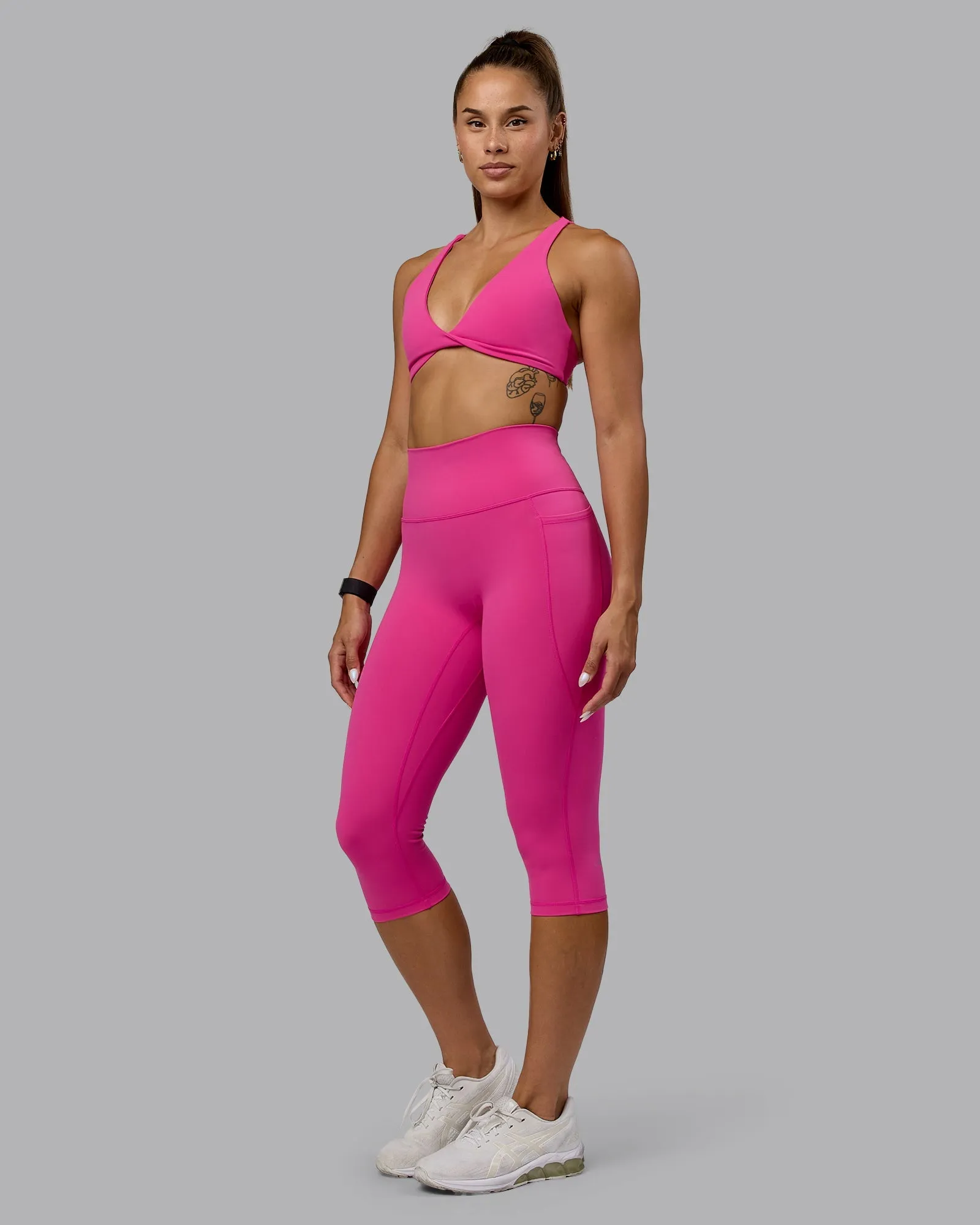 Fusion Ultra High-Rise 3/4 Legging Pockets - Fuchsia Pink Eco Friendly Fabric