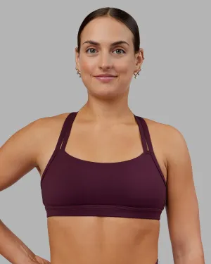 Spaghetti straps Open-back seams Velocity Sports Bra - Cherry Lacquer