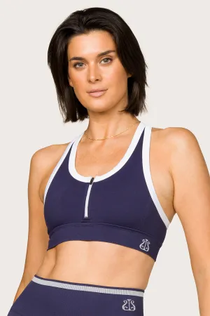 Non-Restrictive Support Glued seams Barre Zip Bra