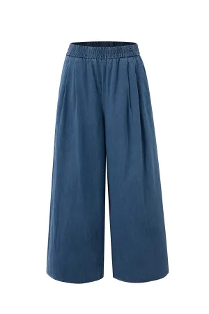 abrasion resistant coating Denim Pull-Up Trousers - Denim