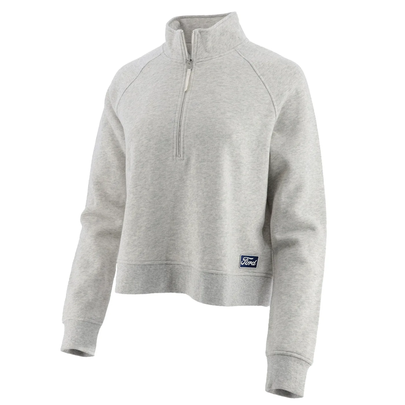 Ford Womens Heather Gray Half Zip Pullover Sweatshirt product embroidery artistry