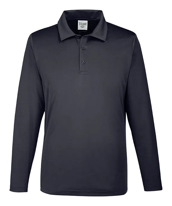 TT51L - Team 365 Mens Zone Performance Long Sleeve Polo Shirt Heather Effect Weaving