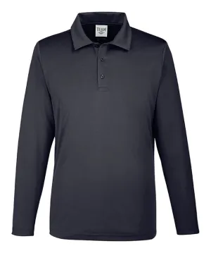 TT51L - Team 365 Mens Zone Performance Long Sleeve Polo Shirt Heather Effect Weaving