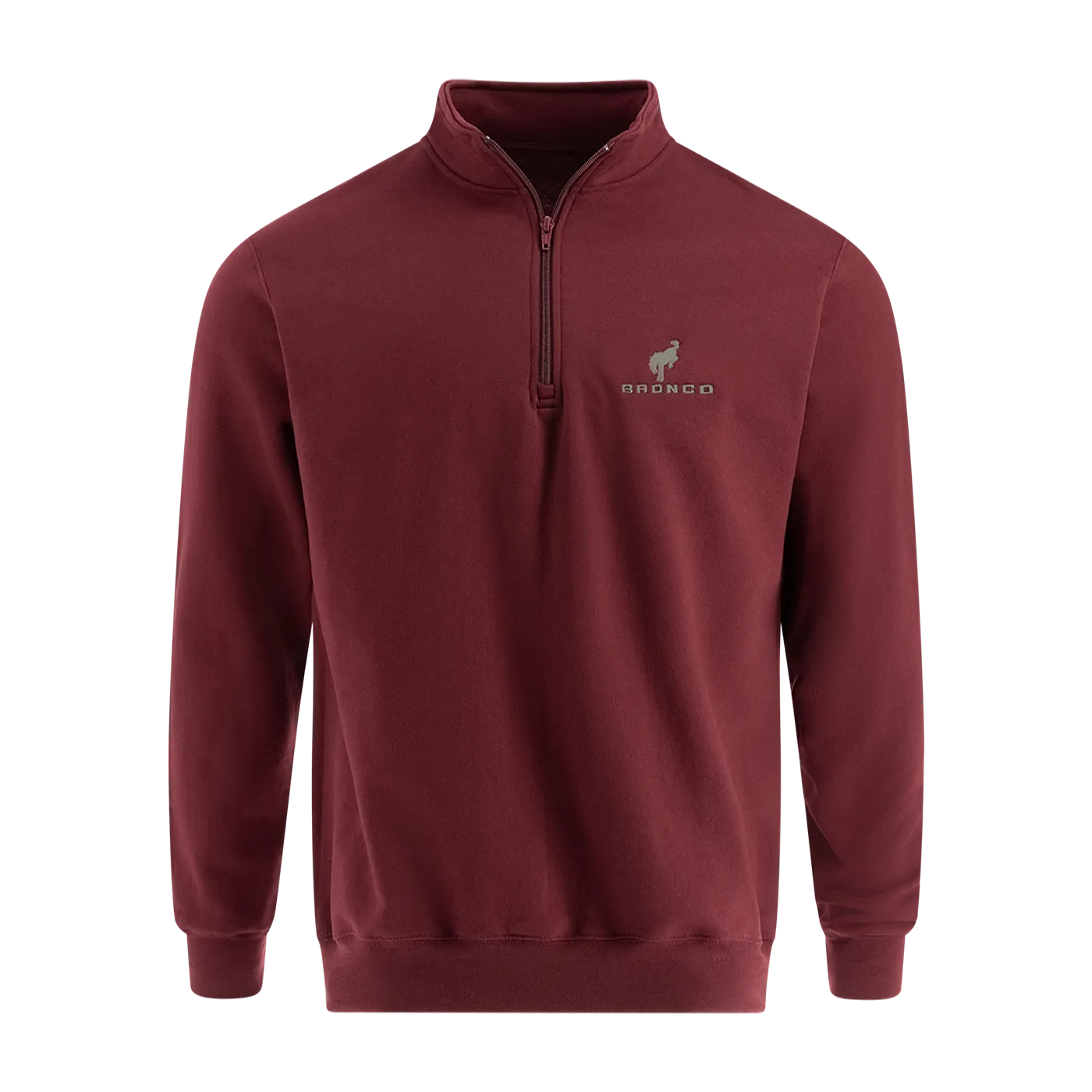 right for running Timeless Layer Ford Bronco Mens Maroon Quarter Zip Sweatshirt