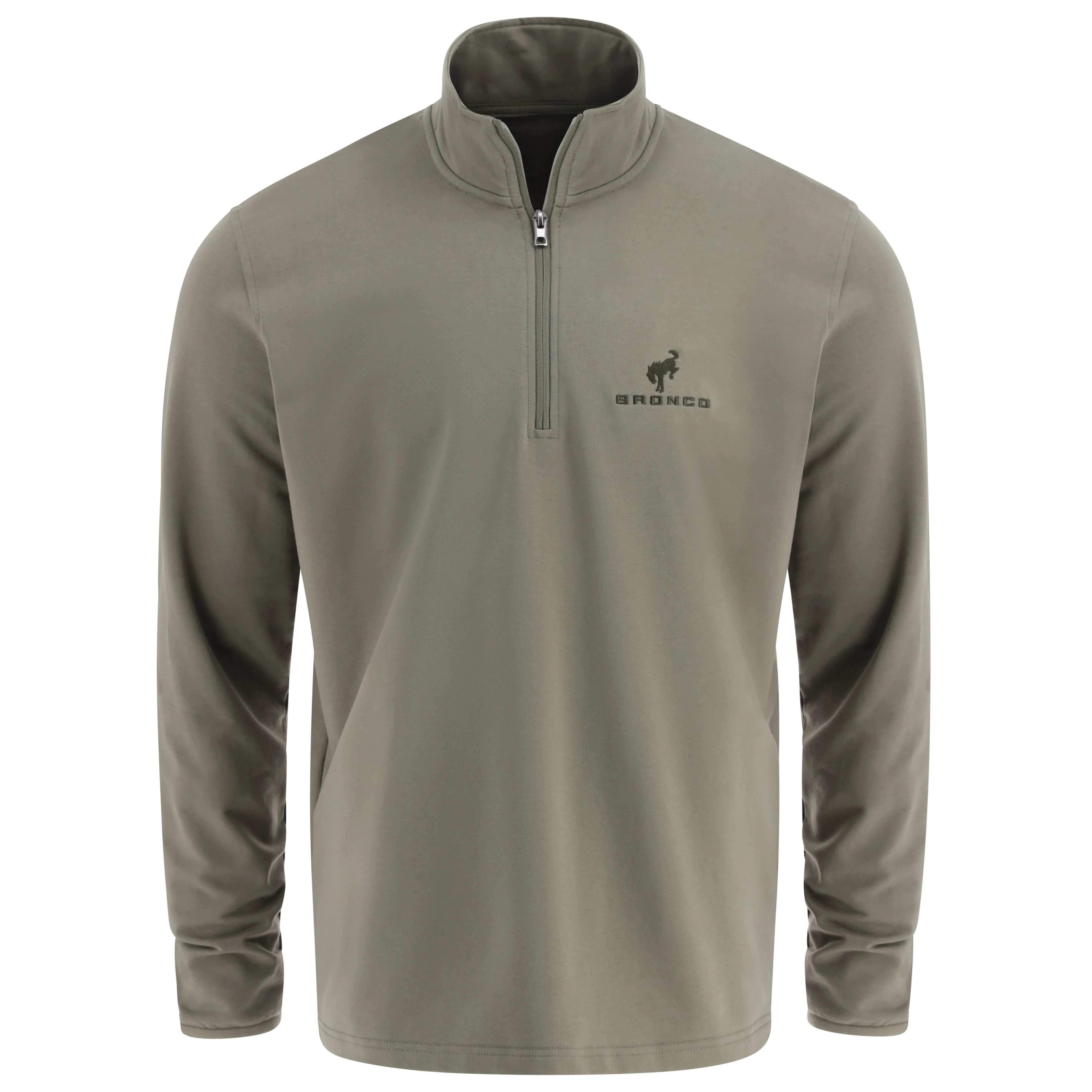 short sleeves Ford Bronco Mens Green Pullover Quarter Zip Sweatshirt