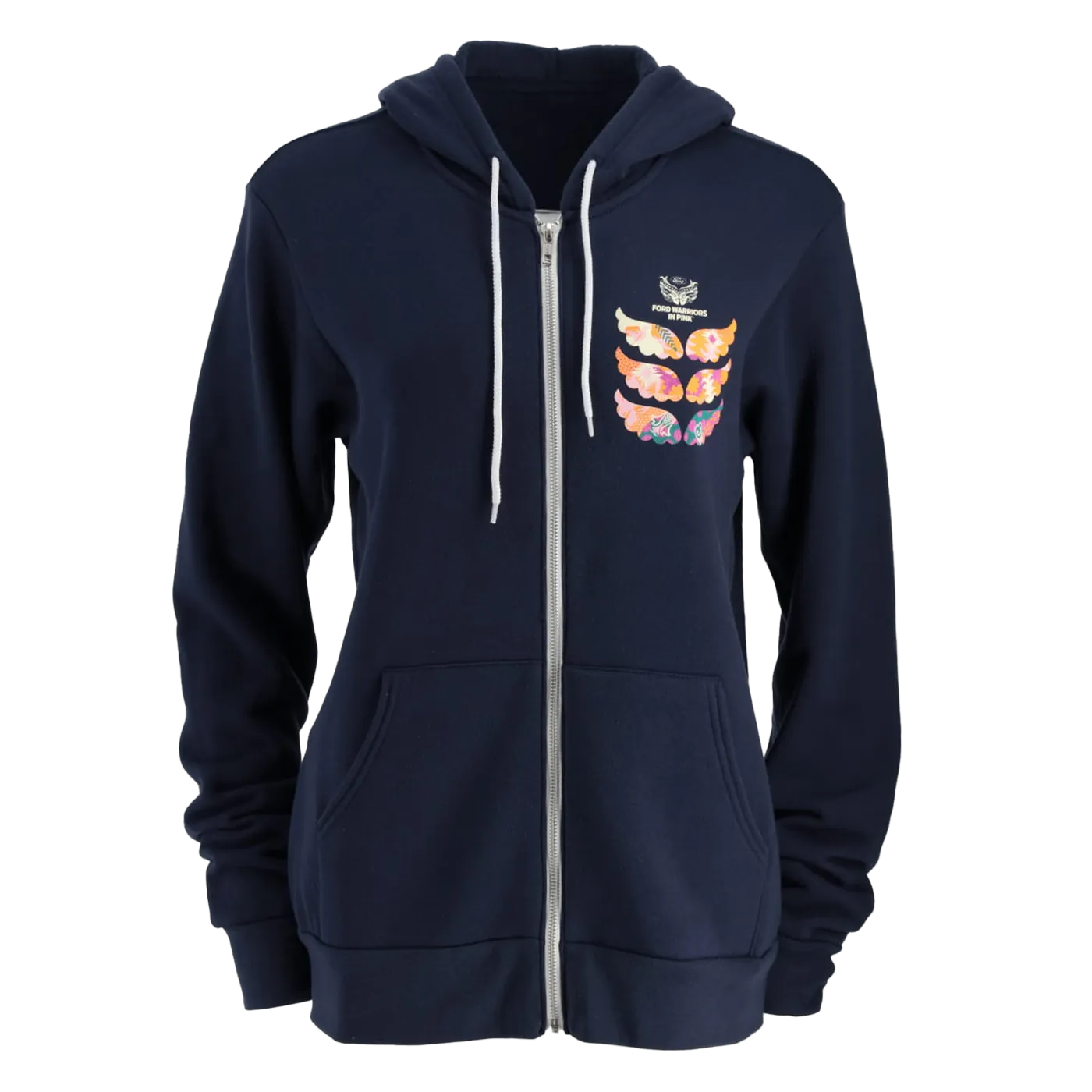appropriate for sports Ford Warriors in Pink Womens Winged Warrior Navy Full Zip Hoodie