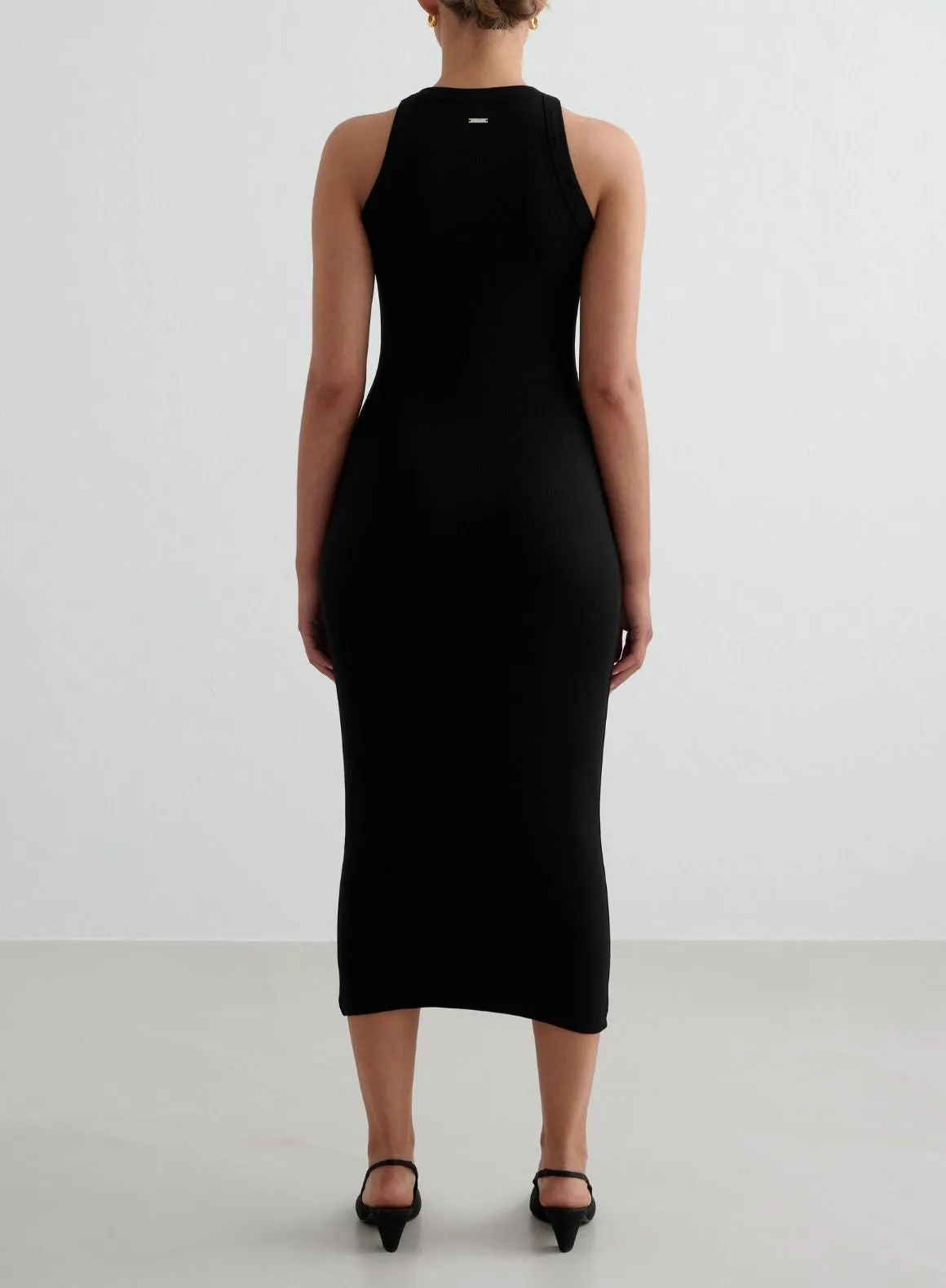 Easy Comfort Black Ease Ribbed Tank Dress