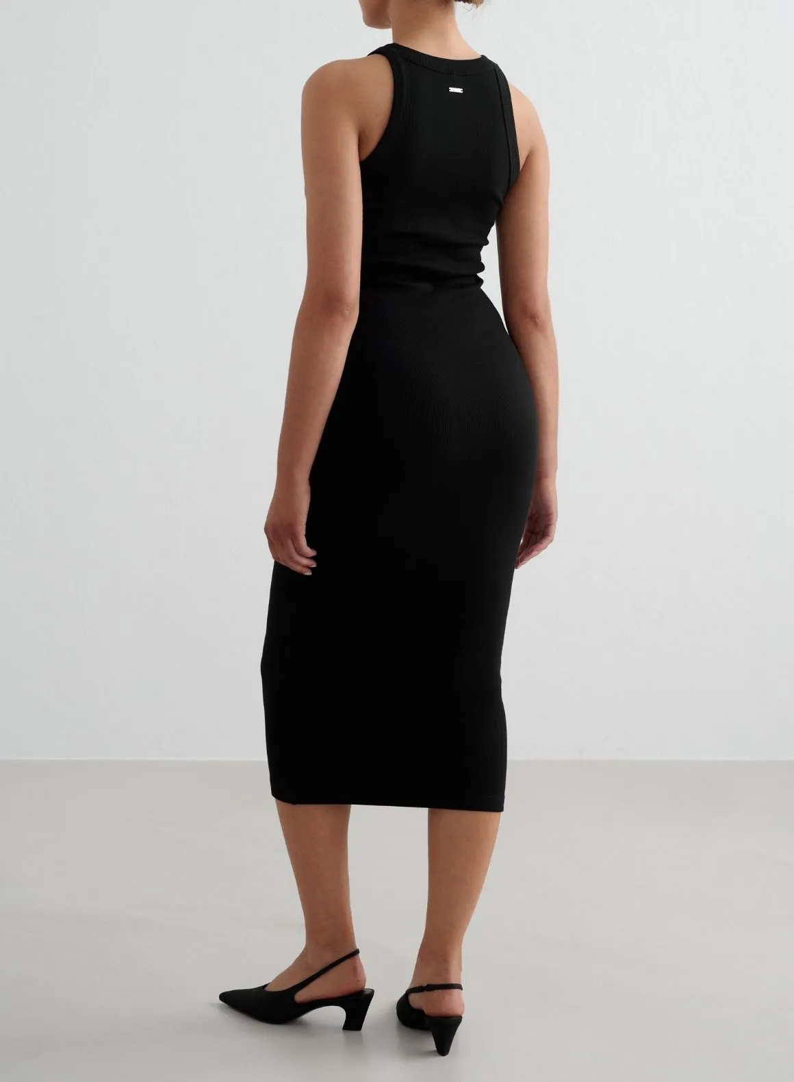 Natural Look Anti Pilling Fabric Black Ease Ribbed Tank Dress