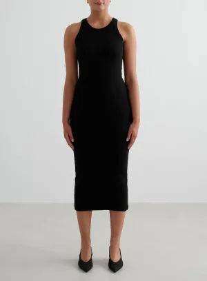 Black Ease Ribbed Tank Dress Mix Texture Travel Influence