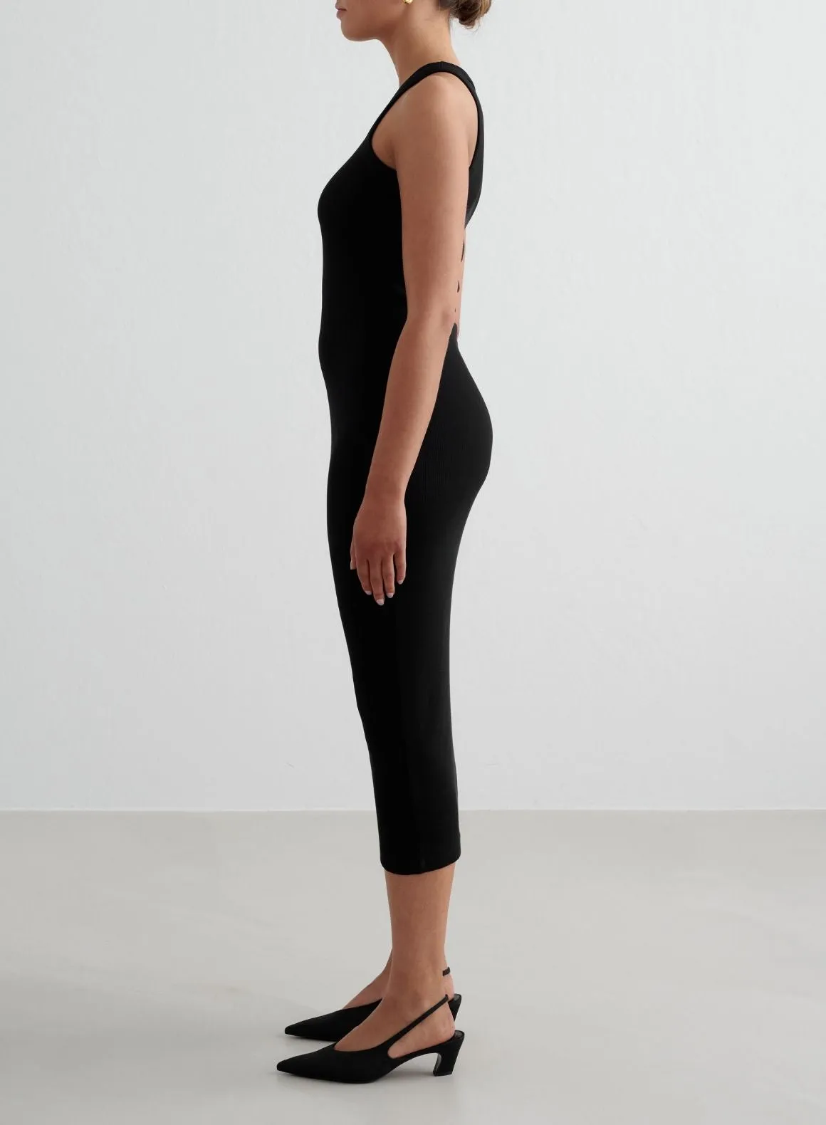 Design innovation Black Ease Ribbed Tank Dress