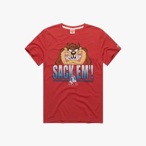 Looney Tunes Taz Sack Em' x New England Patriots Light Casual Layered Neckline