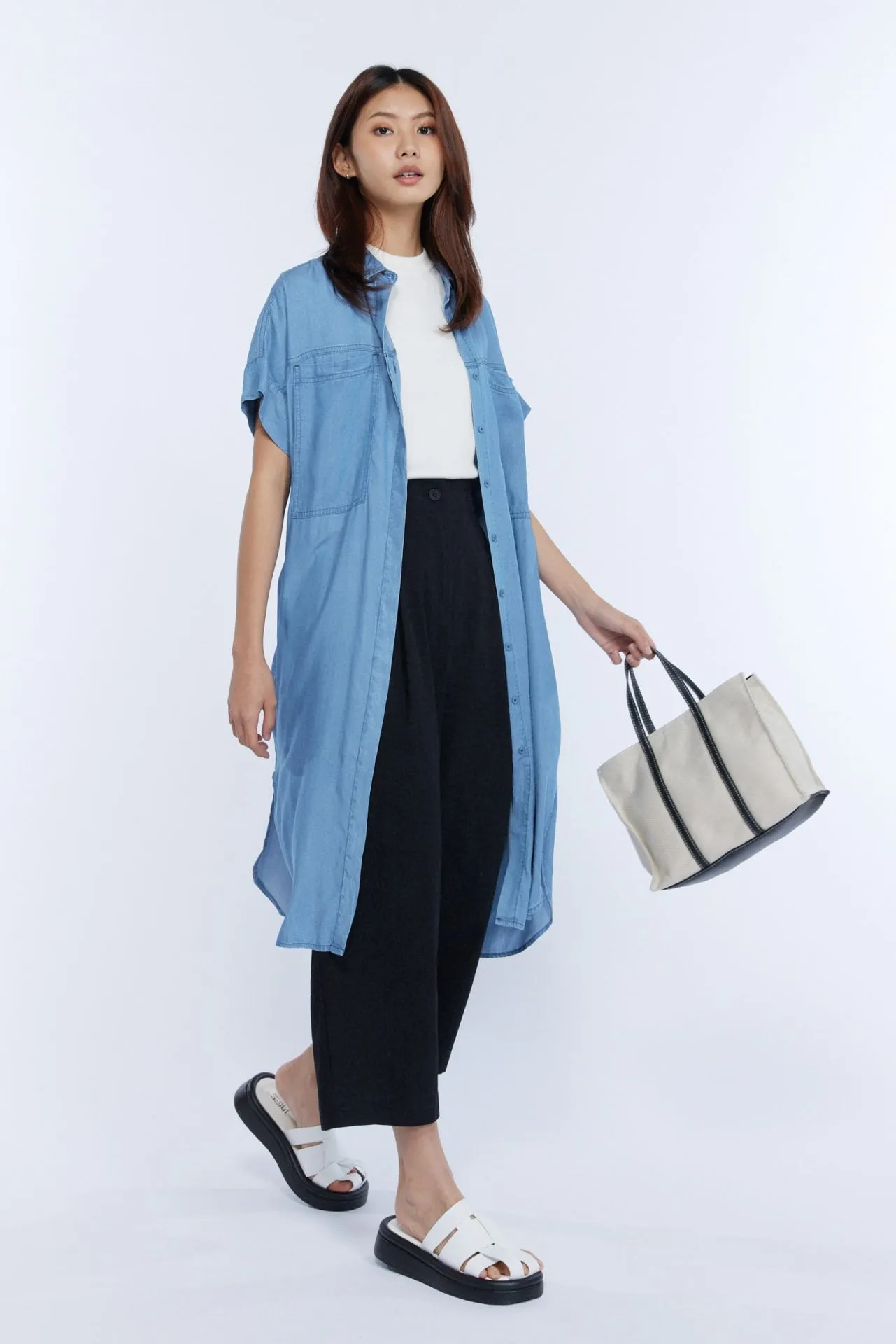 Denim Patch Pocket Dress Street Vibe